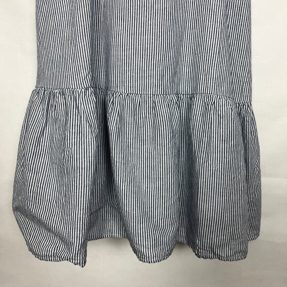Gap Linen Cotton Striped Ruffle Sleeveless Dress 8 Petite Natural Breathable - Picture 5 of 12